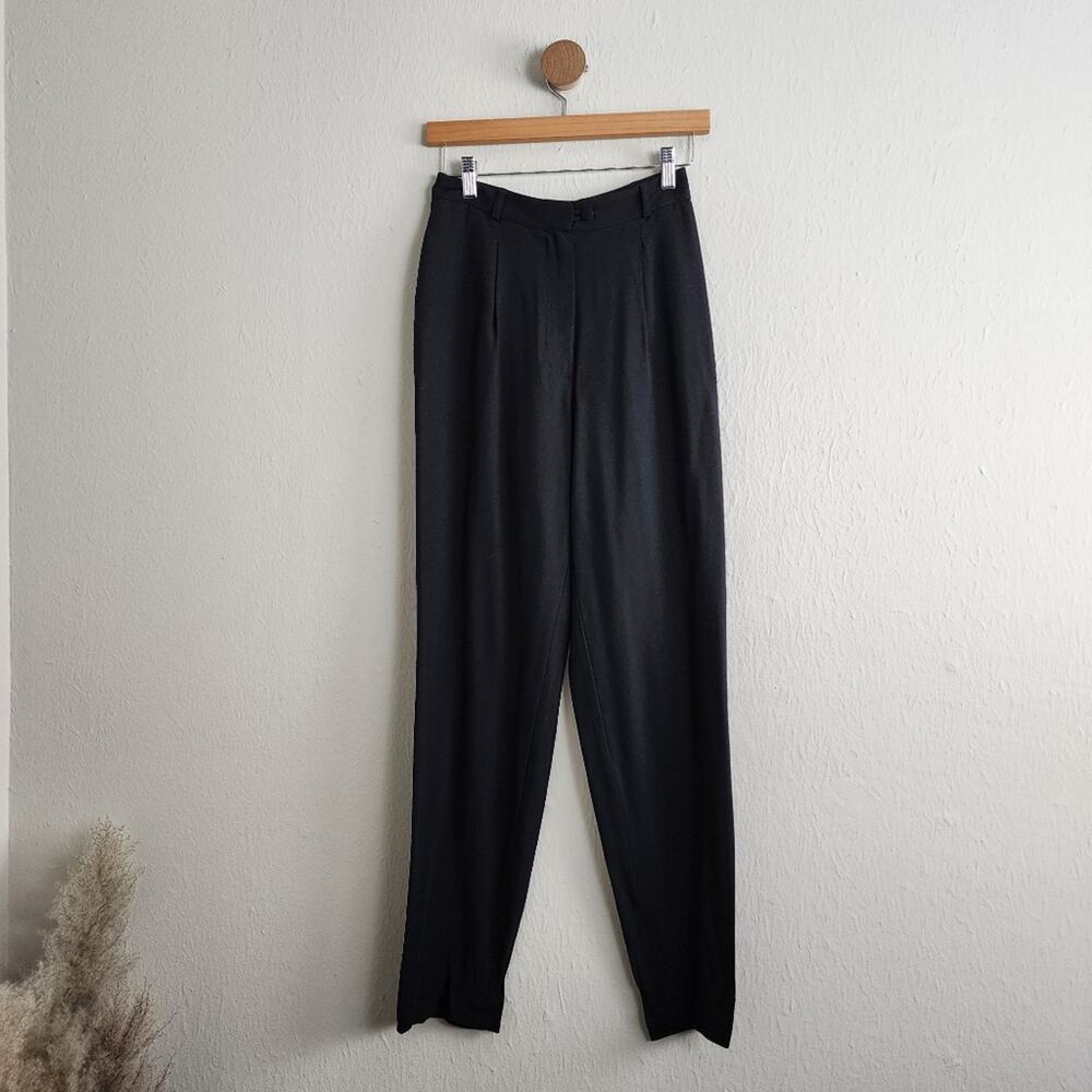 Emporio Armani High Waisted Pleated Trousers Black Italian 40 / US 4 Wool Blend